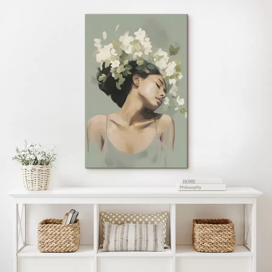 murales Chica con una corona de flores s47806