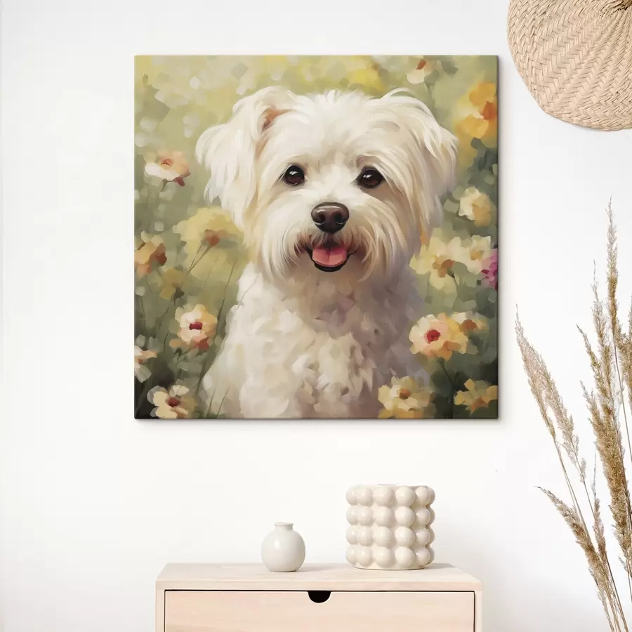murales Perrito entre flores s47811