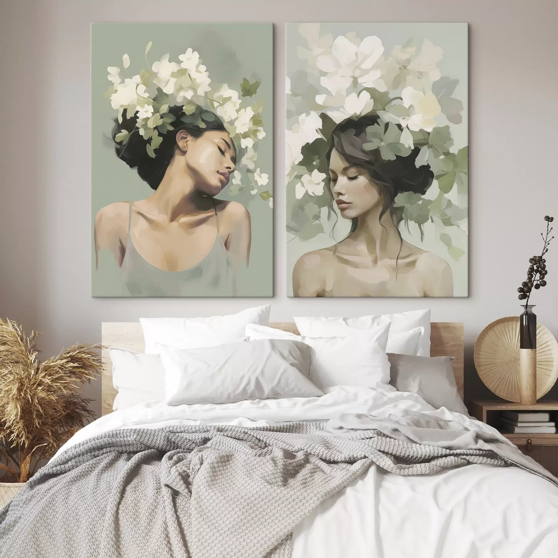 wall murals Girl in a flower wreath m30007