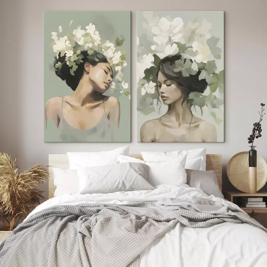 murales Chica con una corona de flores m30007