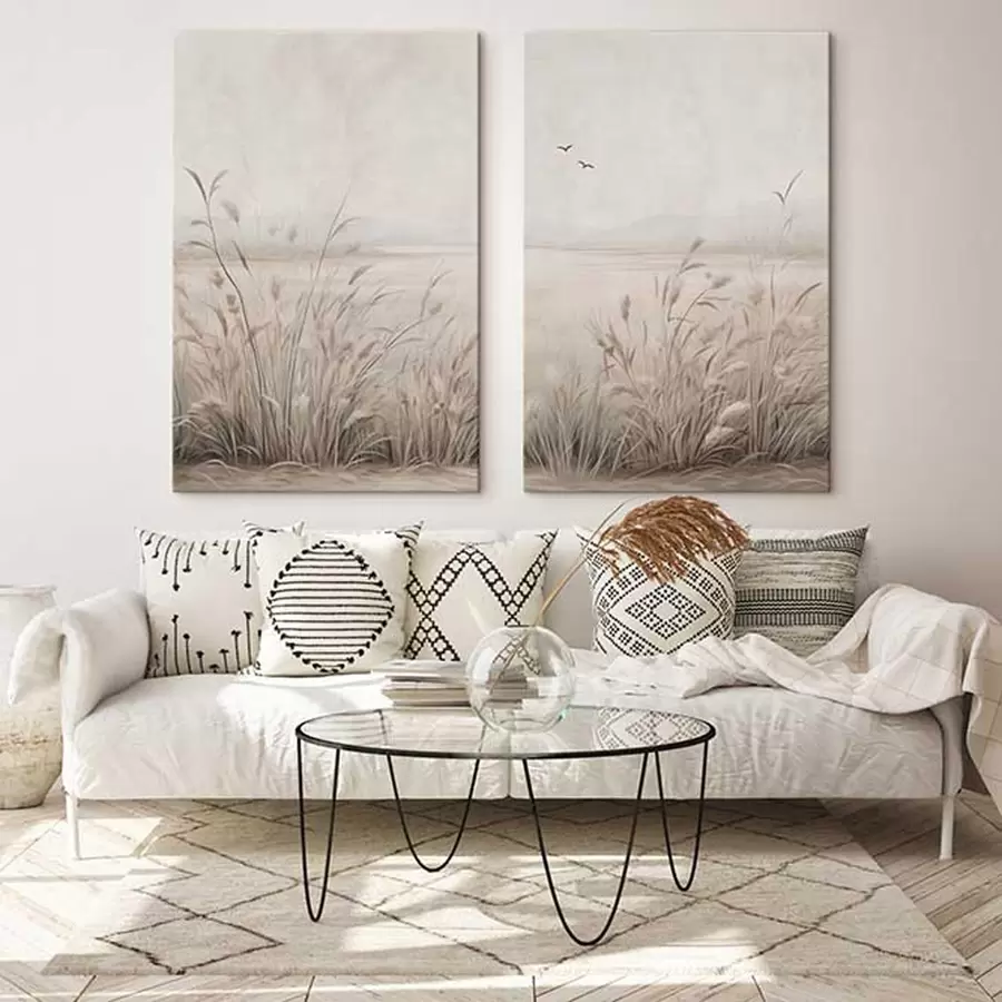 wall murals Wildflowers and grass in soft pastel tones m30022