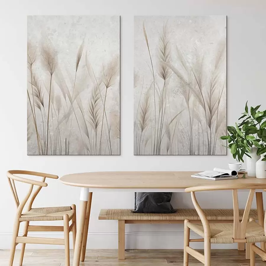 wall murals Spikelets and pompas grass on an aged background m30024