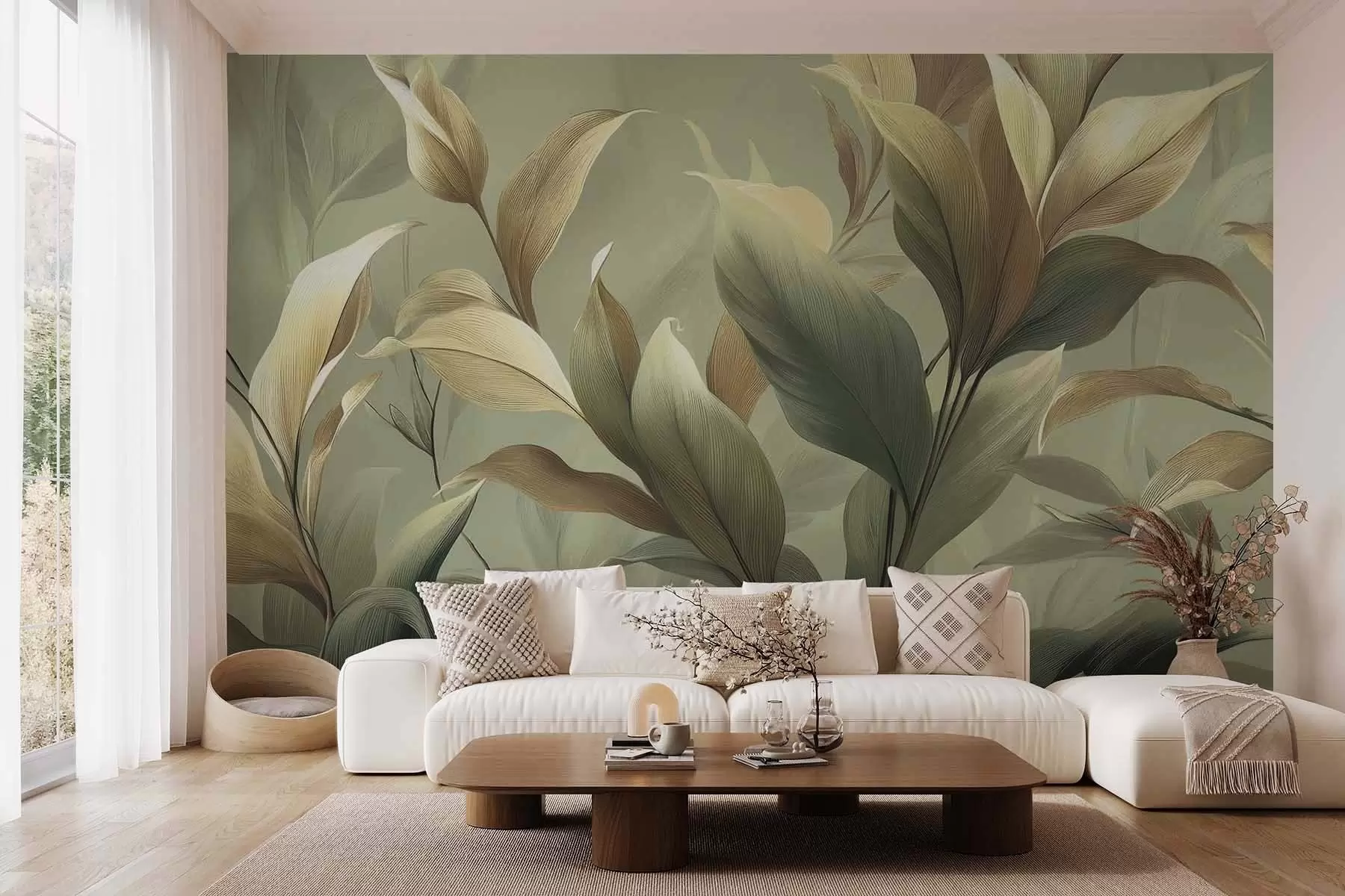 murales Grandes hojas tropicales w09688