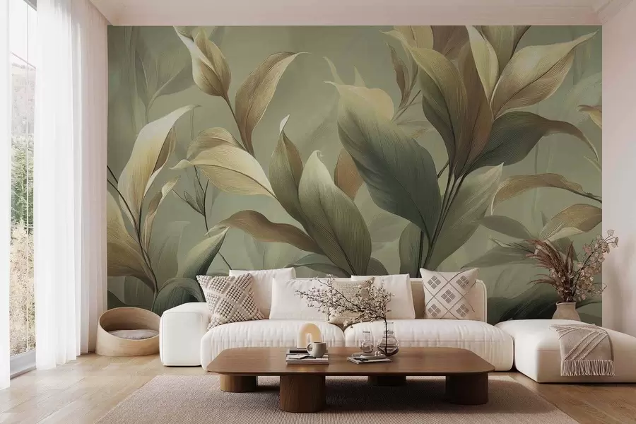 murales Grandes hojas tropicales w09688