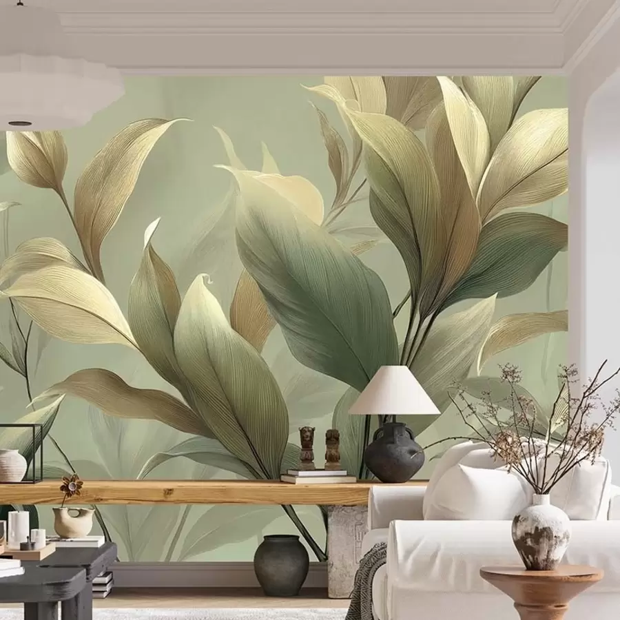 wall murals Large tropical leaves w09688