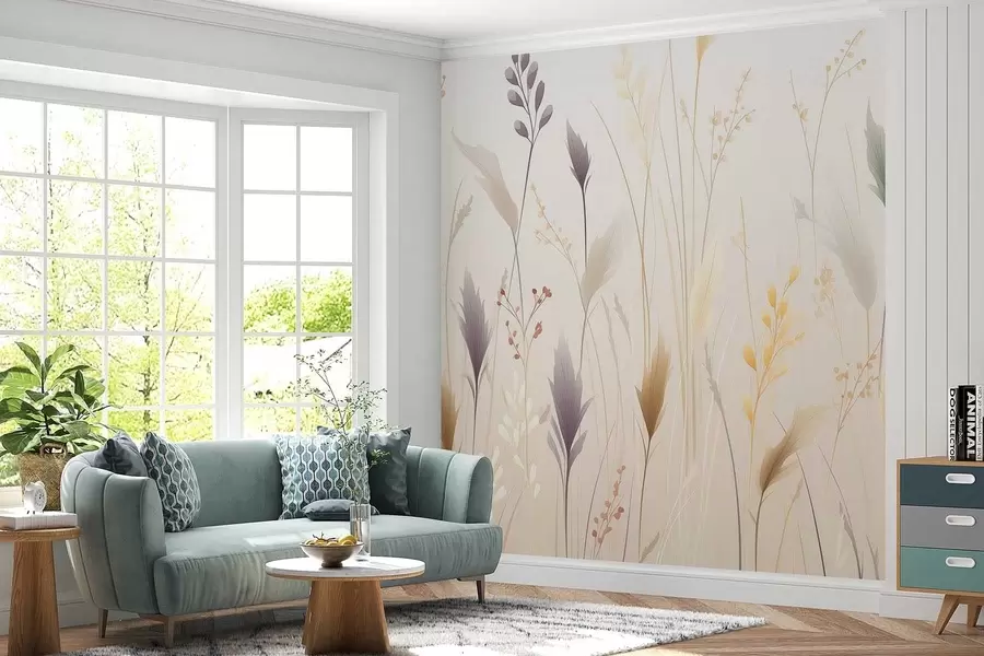 Wall Mural Photo Wallpaper Variety of wildflowers and grasses w09697