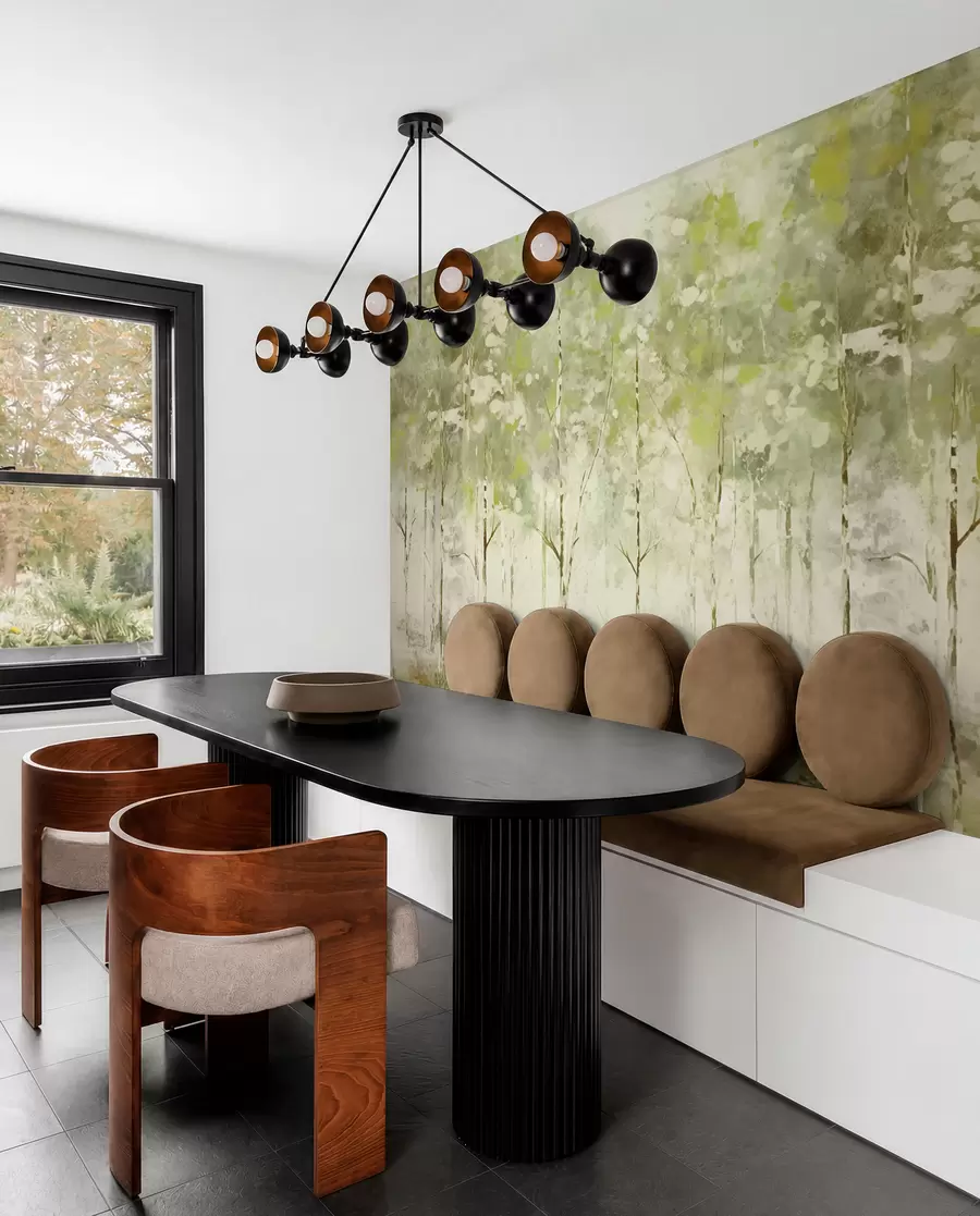 Wall Mural Photo Wallpaper Stylized forest with slender trees in green tones w05221v1
