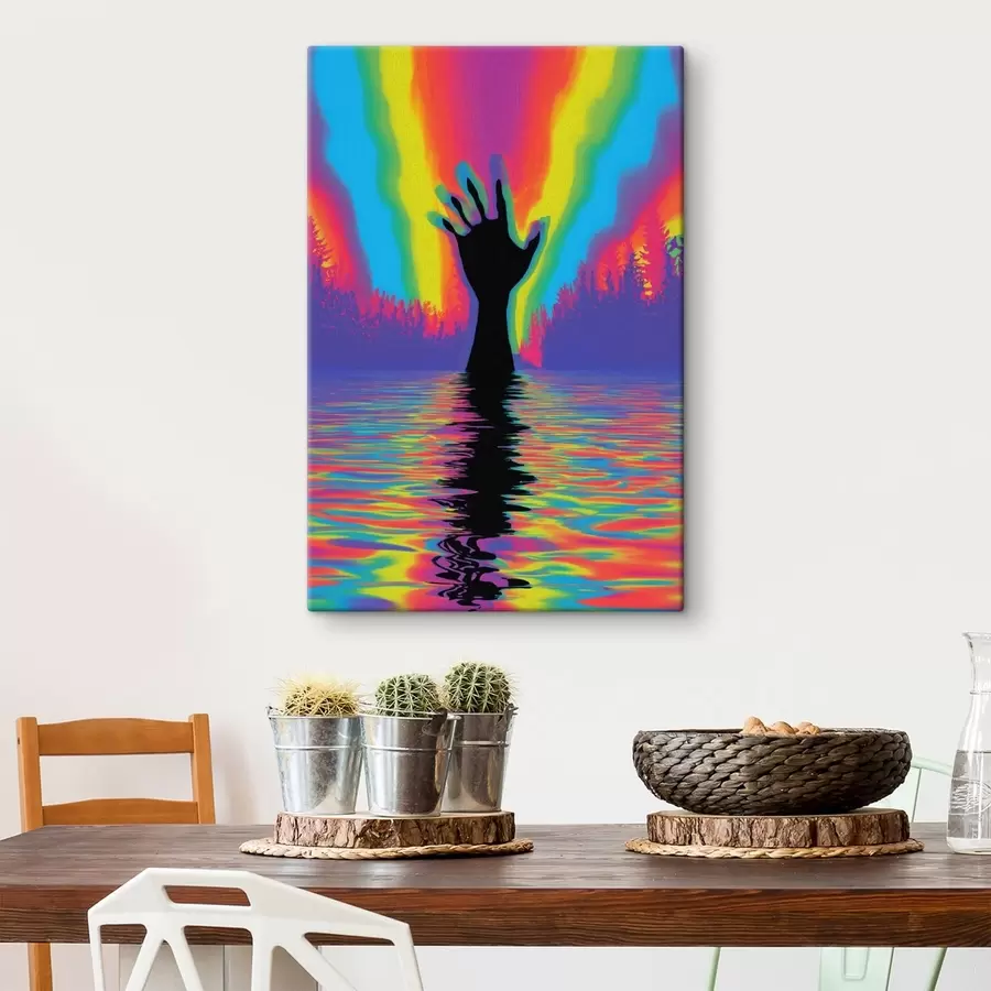 murales Silueta de una mano sobre el agua s47903