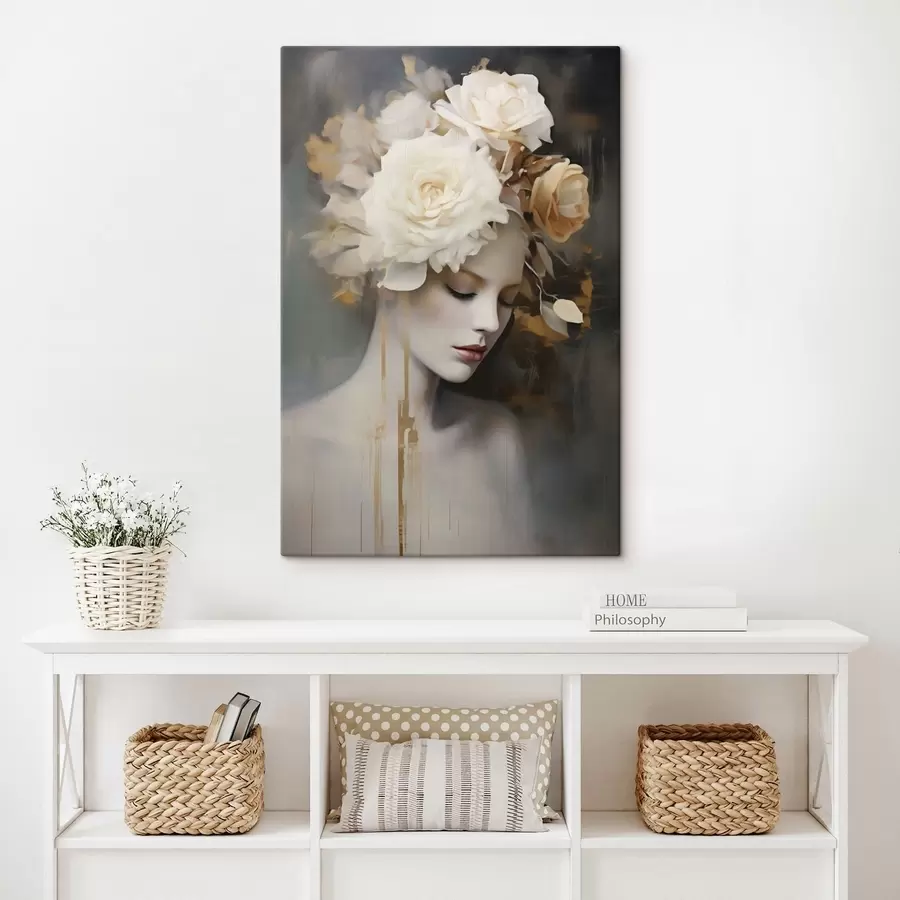 wall murals Female portrait with white flowers s47904