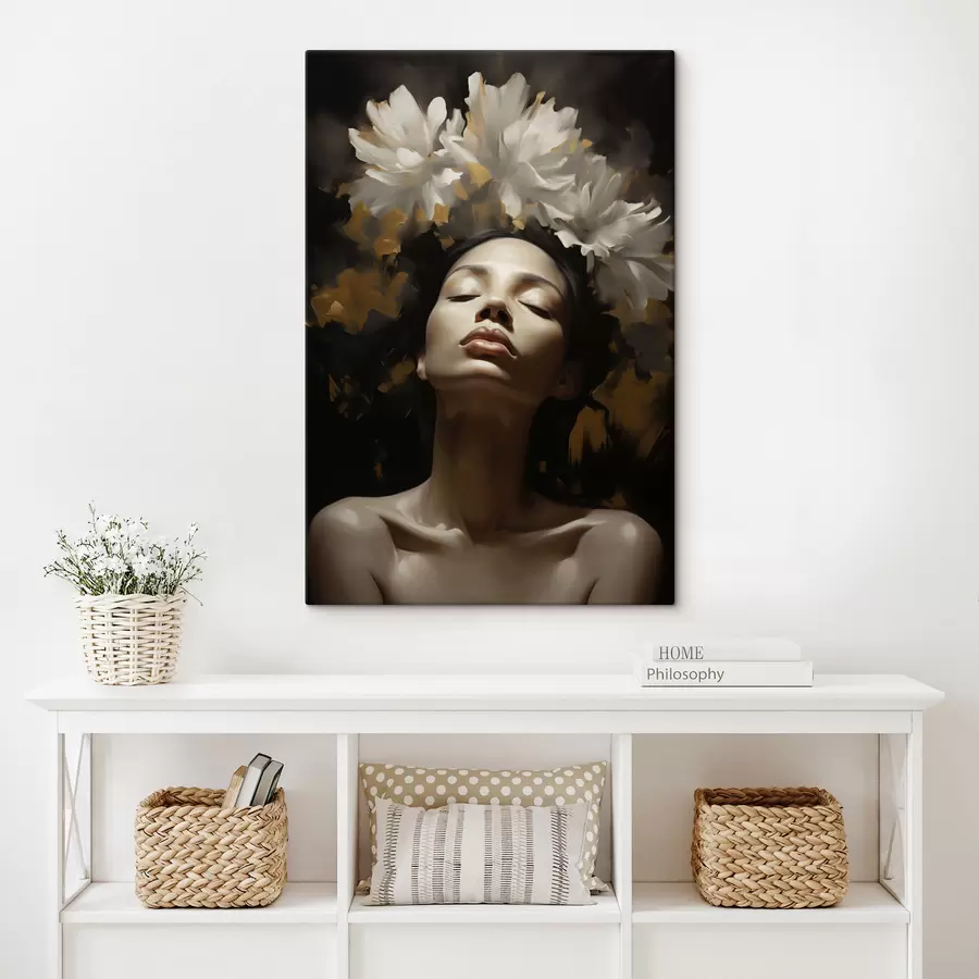 wall murals Female portrait with white flowers s47918