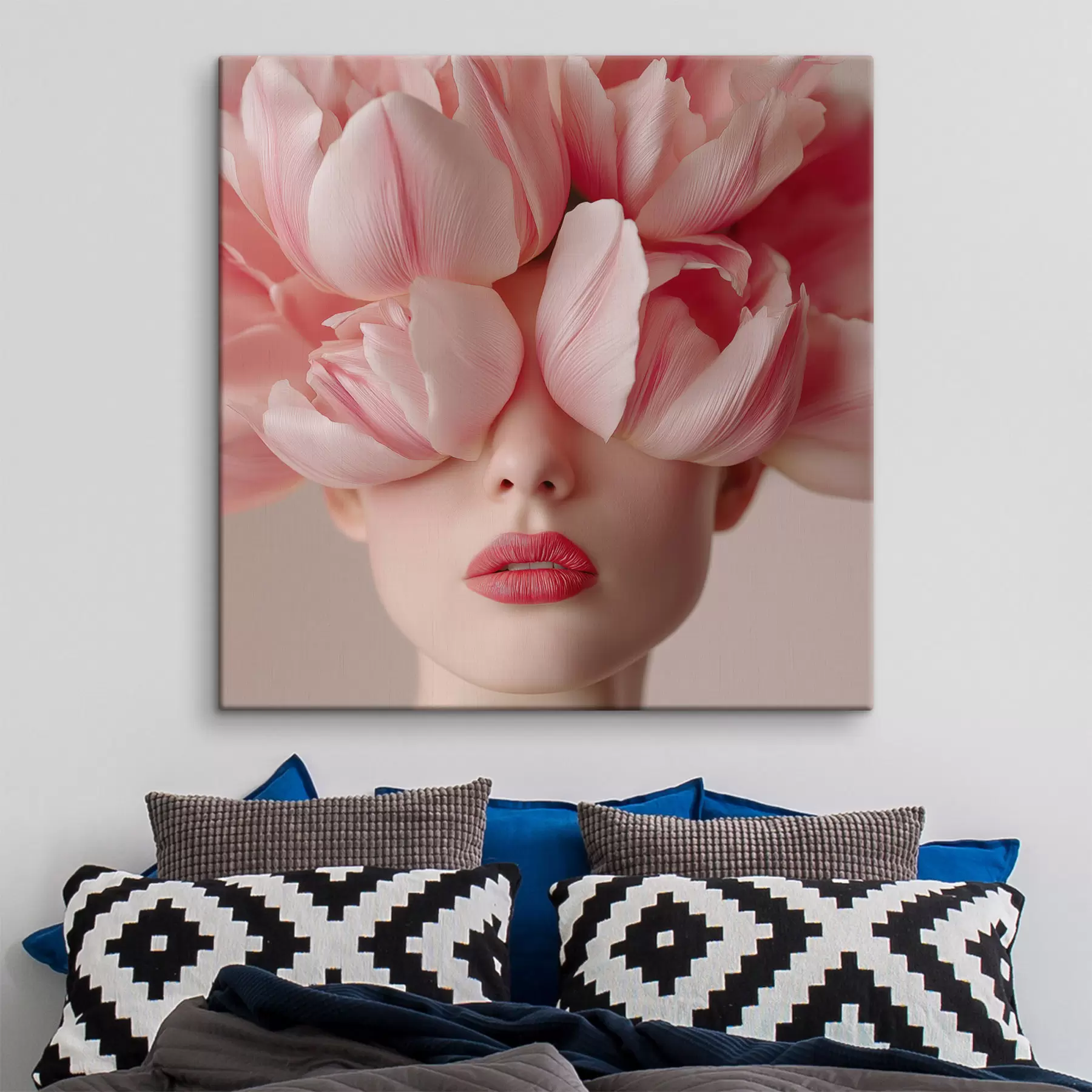 wall murals Female portrait with pink petals s47920