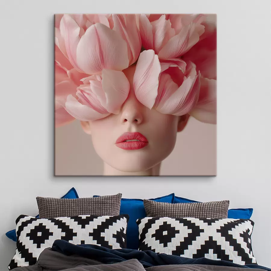 wall murals Female portrait with pink petals s47920