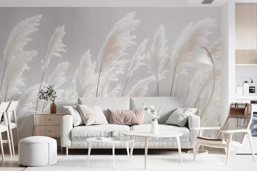 Wall Mural Photo Wallpaper Soft white pampas grass in gentle morning light w09717