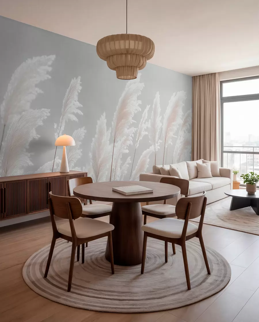 Wall Mural Photo Wallpaper Soft white pampas grass in gentle morning light w09717