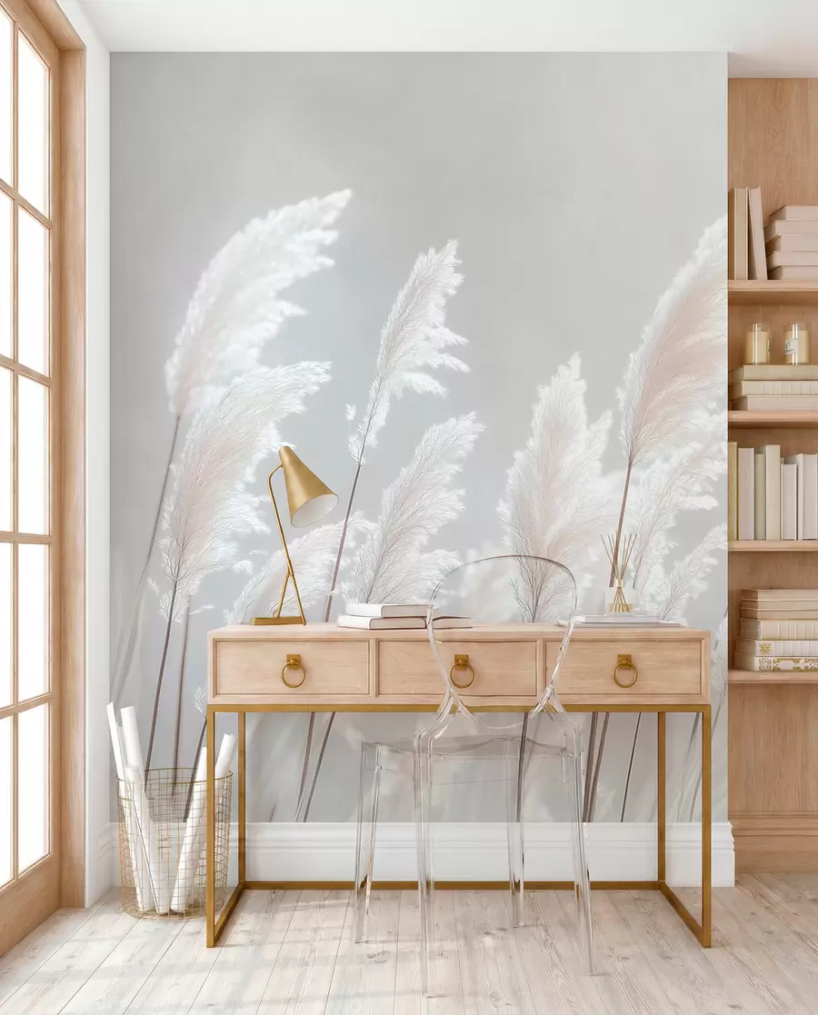 Wall Mural Photo Wallpaper Soft white pampas grass in gentle morning light w09717