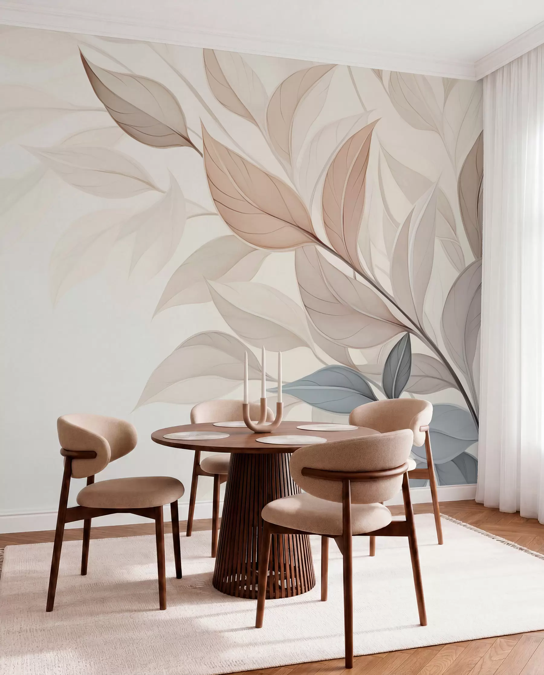 wall murals Leaf Layers in Blush w05227