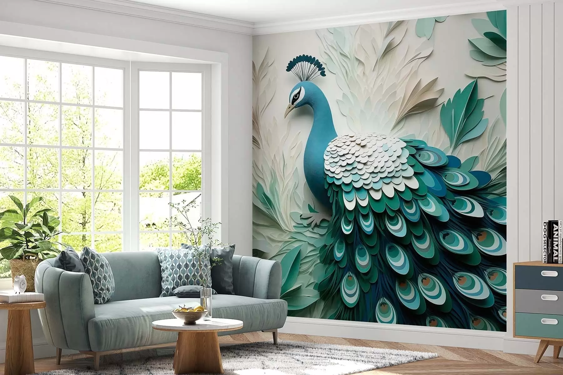 wall murals Large peacock w09695