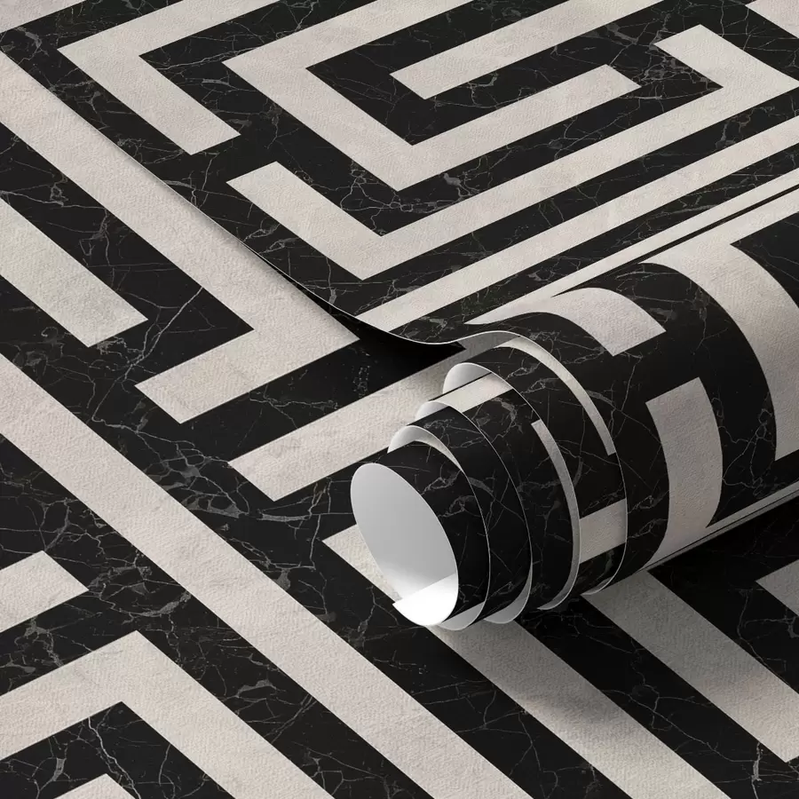 Wall Mural Photo Wallpaper Black and white geometric maze pattern a01073