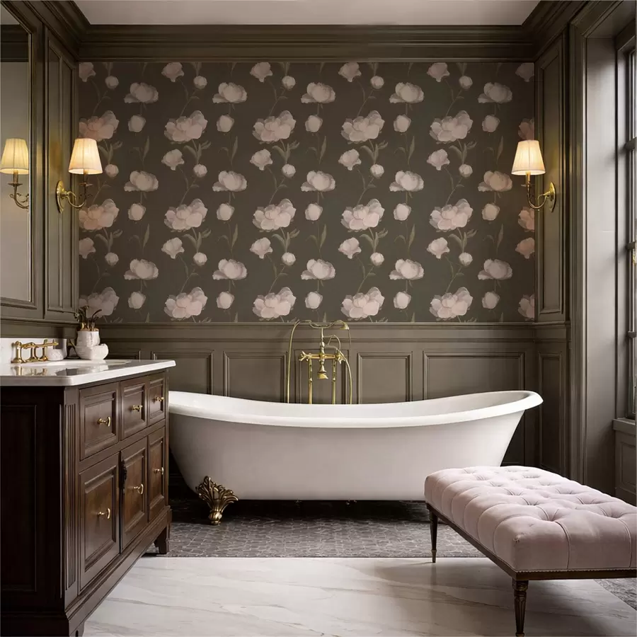 Wall Mural Photo Wallpaper Soft pink peonies on dark background a01114v1