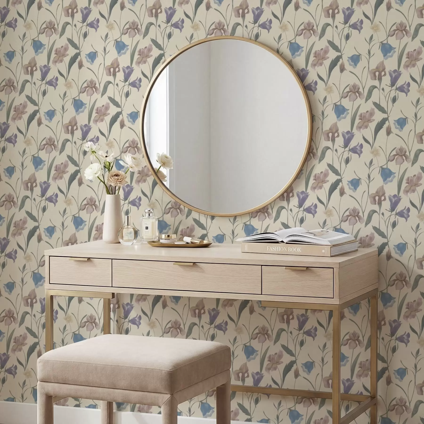 Wall Mural Photo Wallpaper Pastel floral pattern on light background a01118