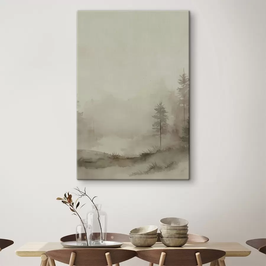 wall murals Coniferous forest, watercolor imitation s47997