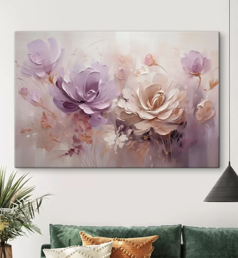 wall murals Delicate large flowers, oil painting imitation s48002