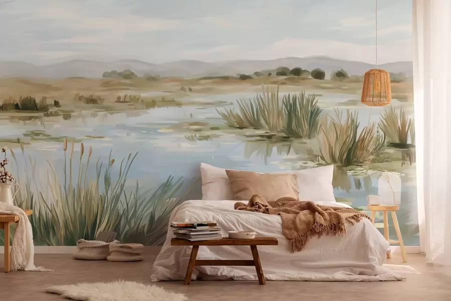 peintures murales Lac paisible et tranquille, paysage pittoresque w05214