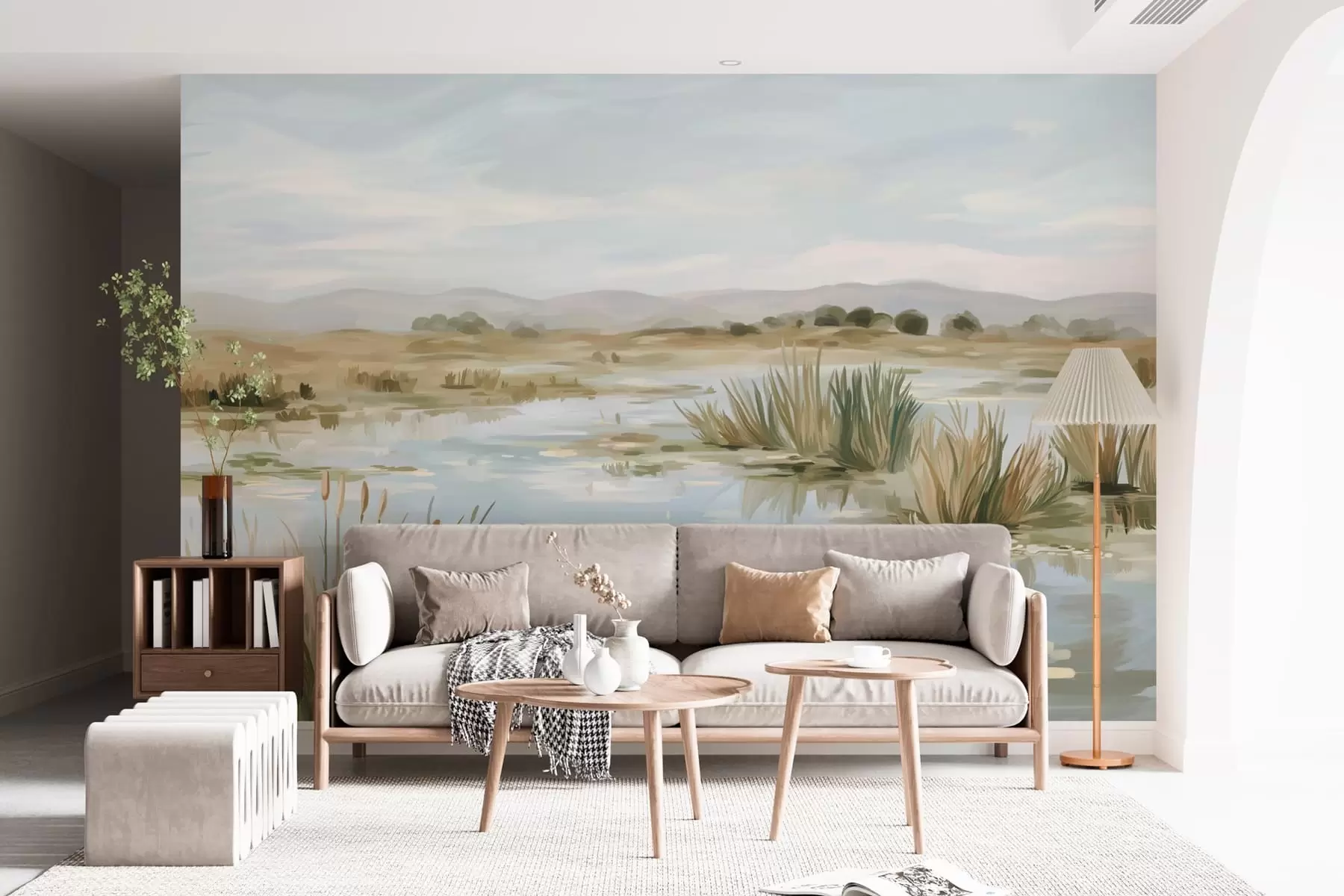 murais de parede Lago tranquilo e pacífico, paisagem pitoresca w05214