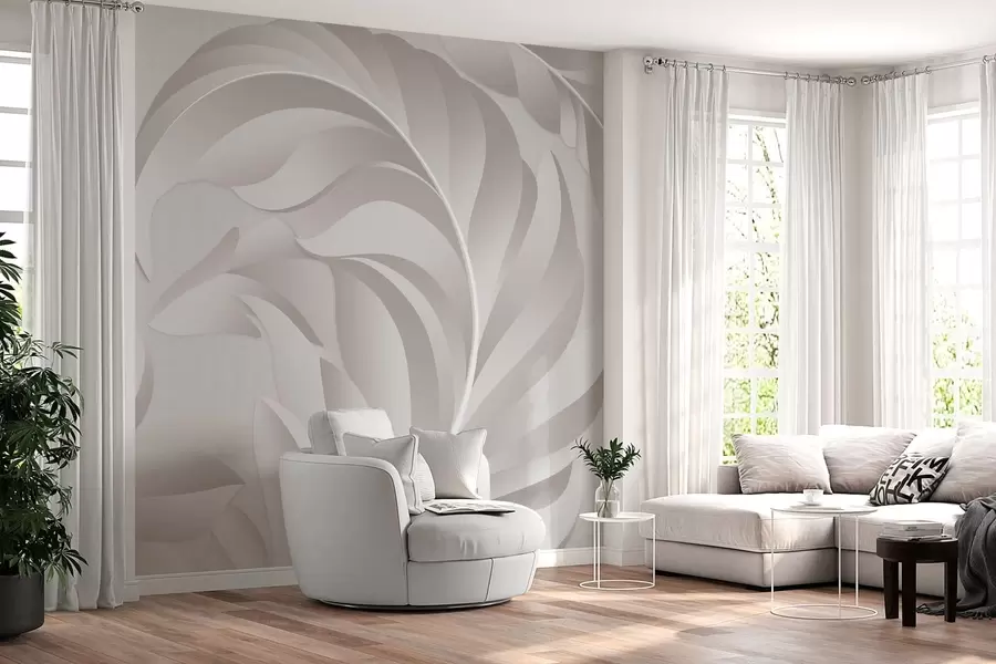 wall murals large textured feathers in pearlescent shades w05231v2