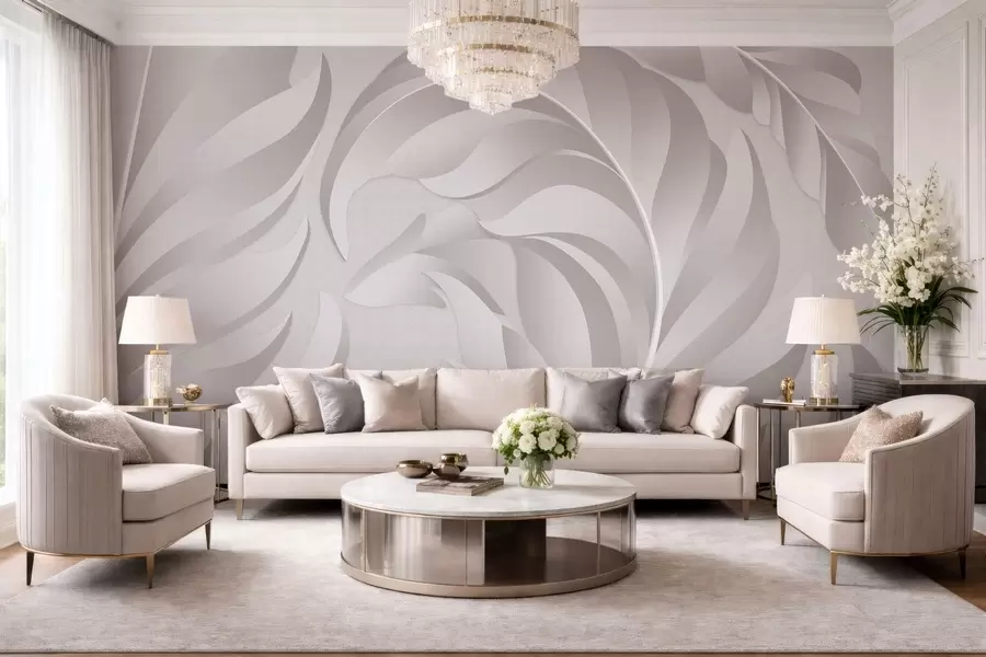 wall murals large textured feathers in pearlescent shades w05231v2