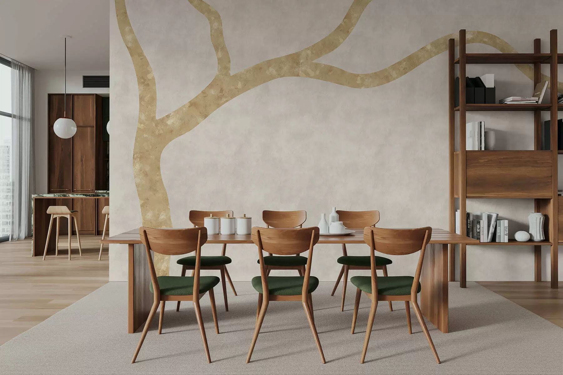 murales Rama clara sobre fondo pálido w05144