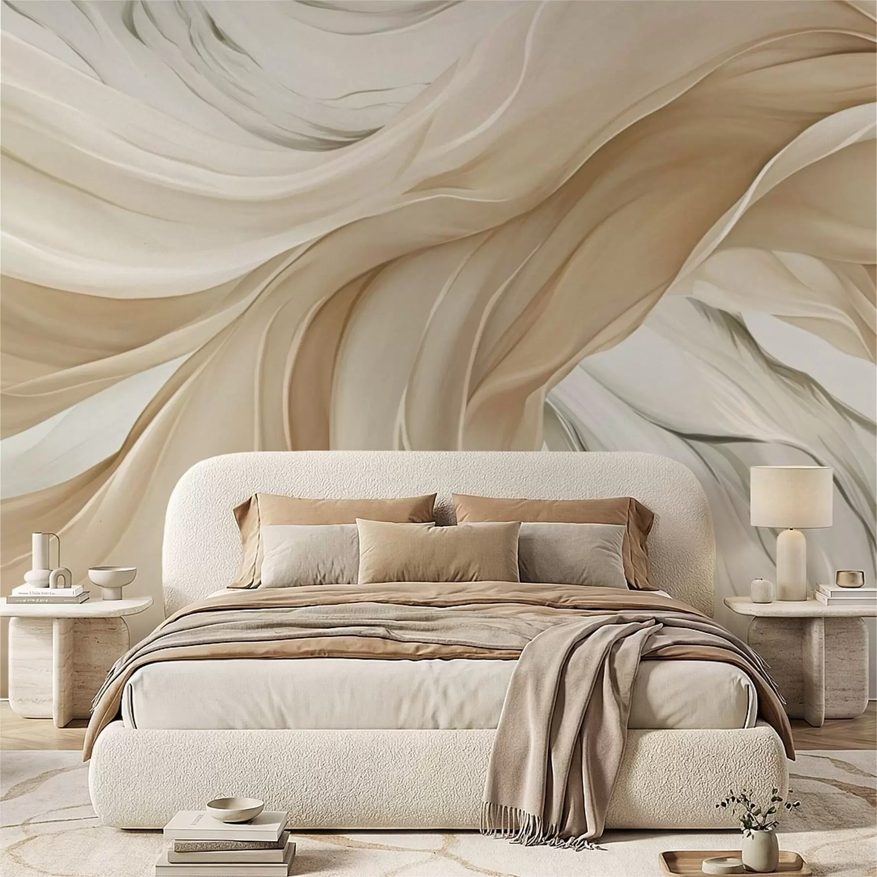 peintures murales Vagues fluides de tissu beige w05152