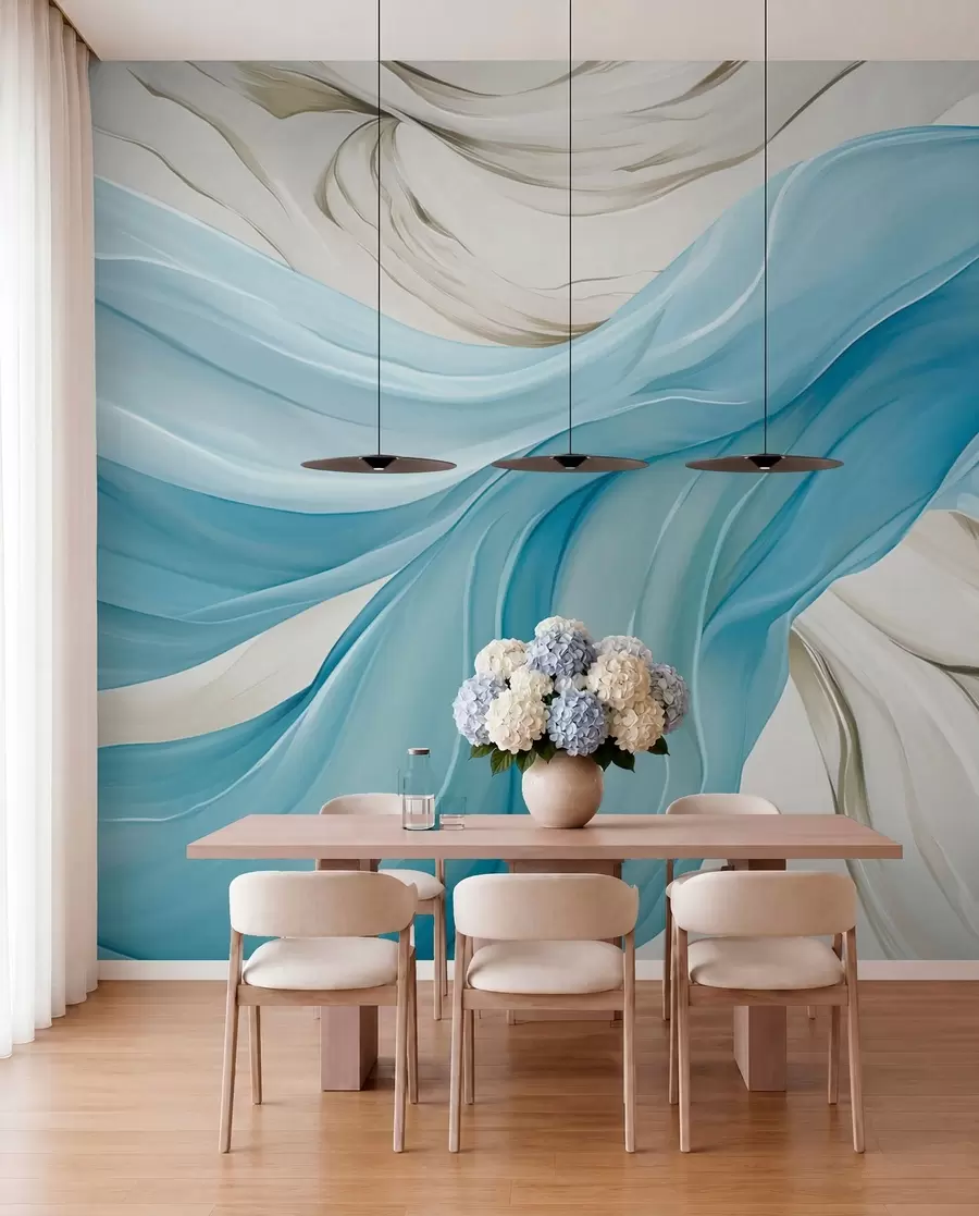 wall murals Ivory and Blue Folds w05152v1