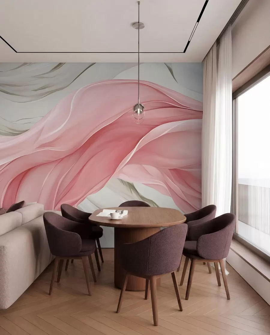 peintures murales Vagues de tissu rose fluide w05152v2