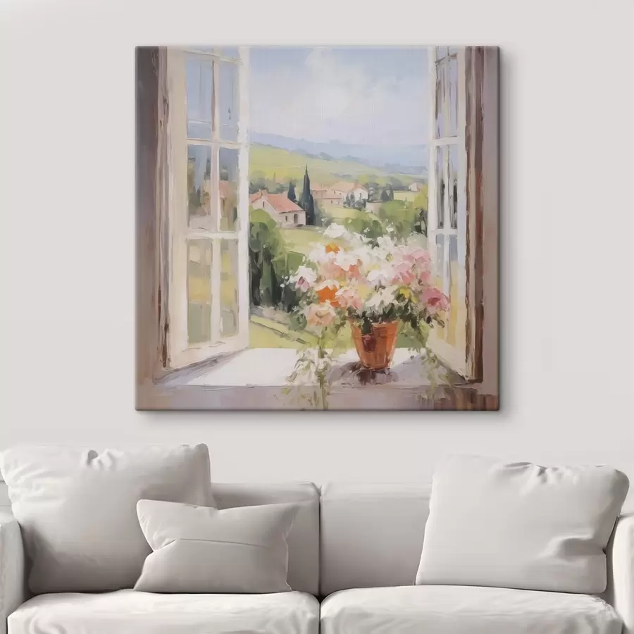 wall murals A bouquet in a vase by the window s48052