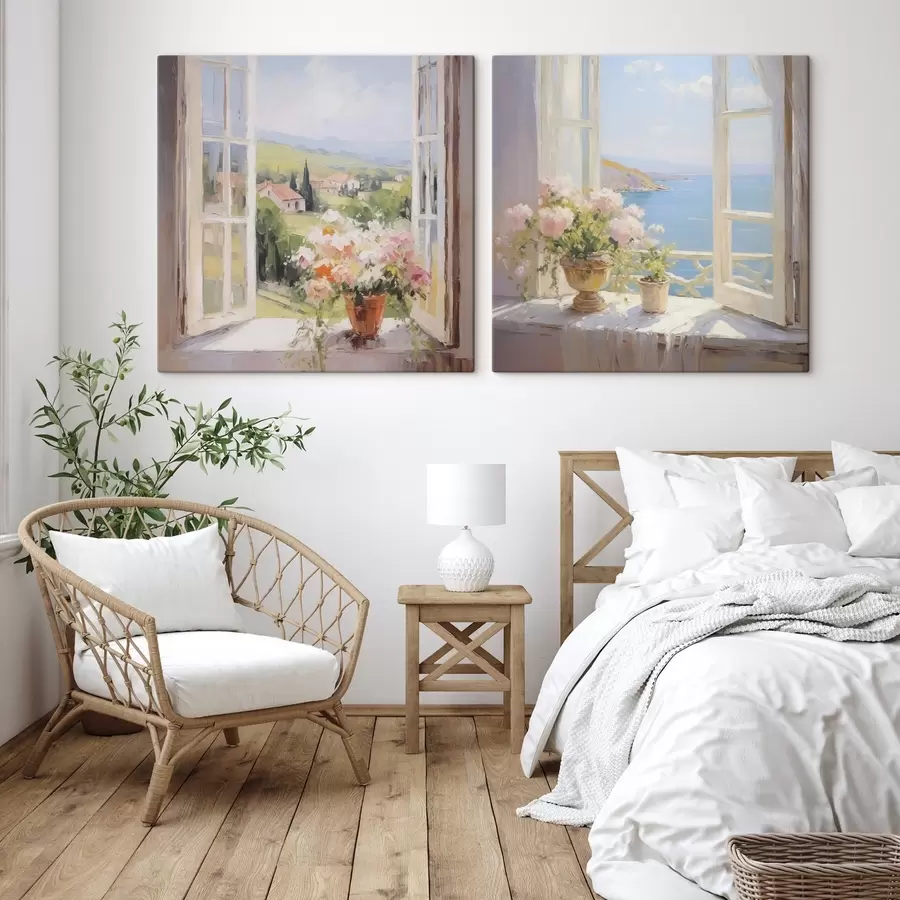wall murals A bouquet in a vase by the window m30074