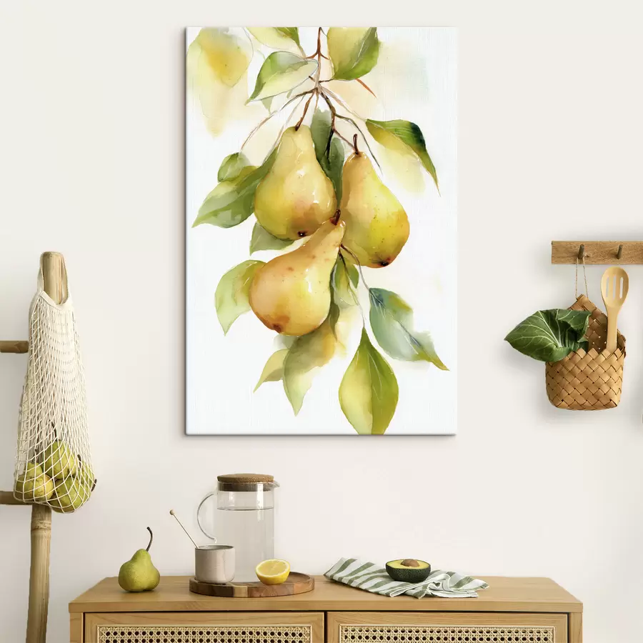 murales Jugosas peras amarillas en estilo acuarela s47932