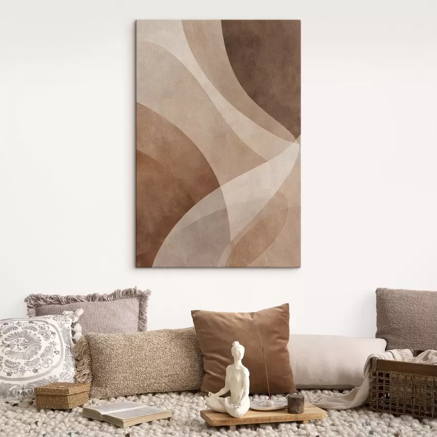 wall murals abstract waves in chocolate tones s47948