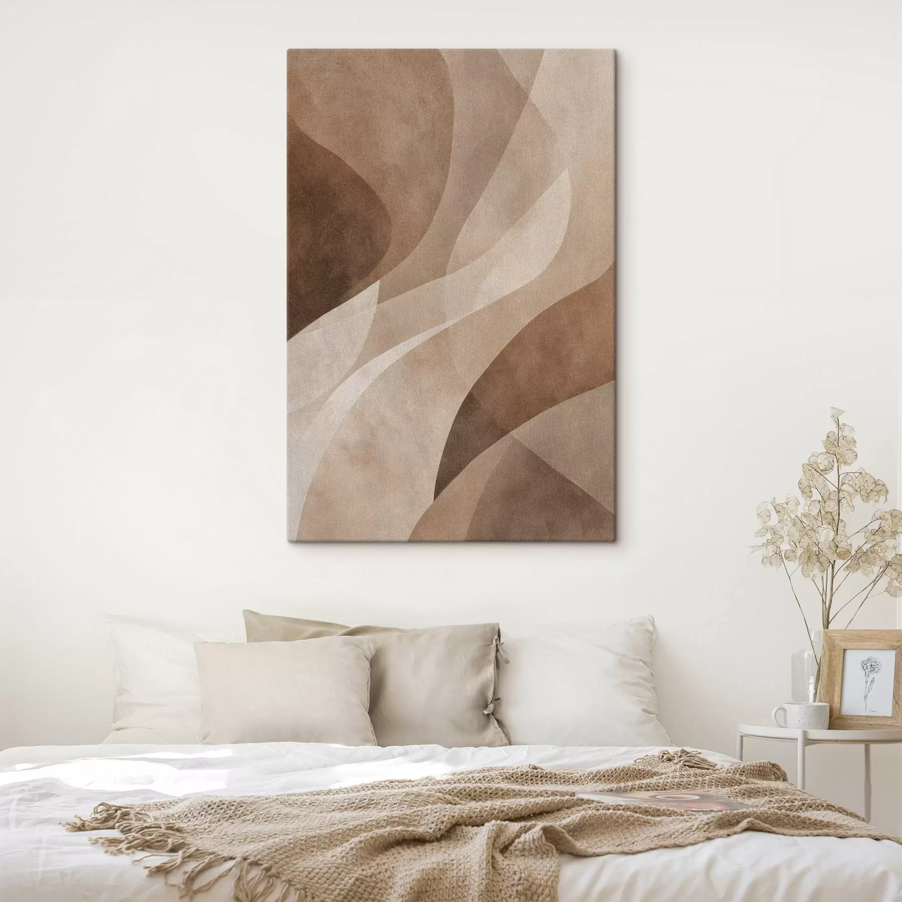 wall murals abstract waves in chocolate tones s47949