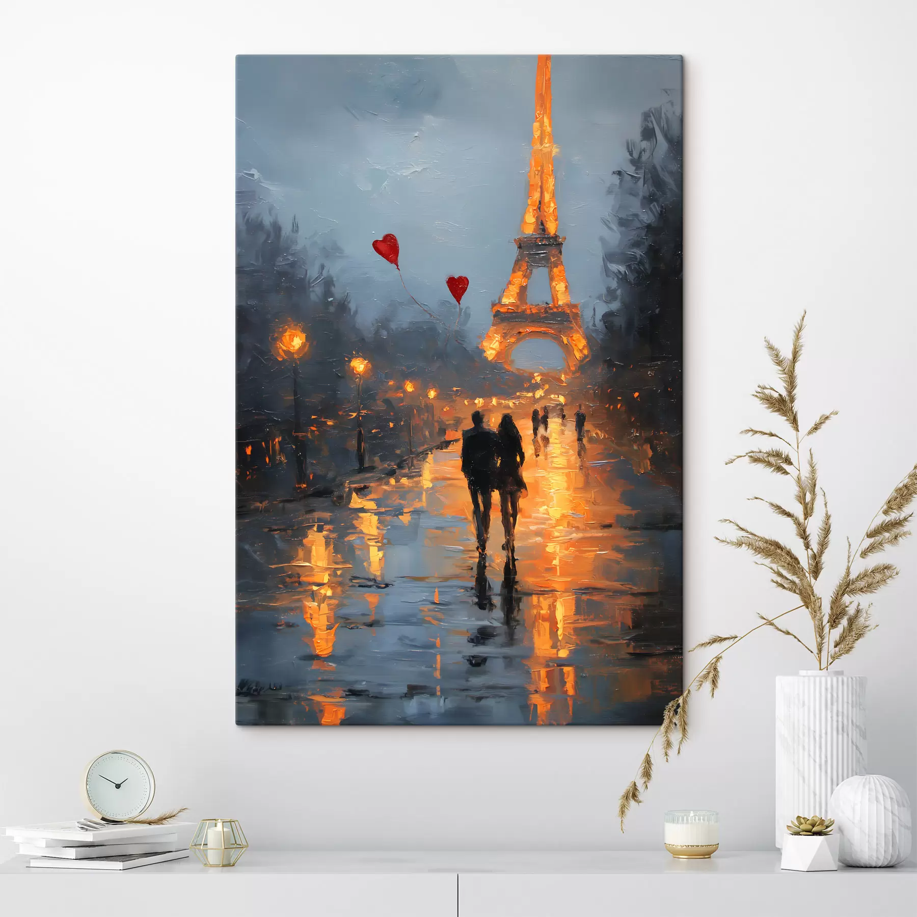 murales Paseo romántico por París al estilo de una pintura al óleo. s47952