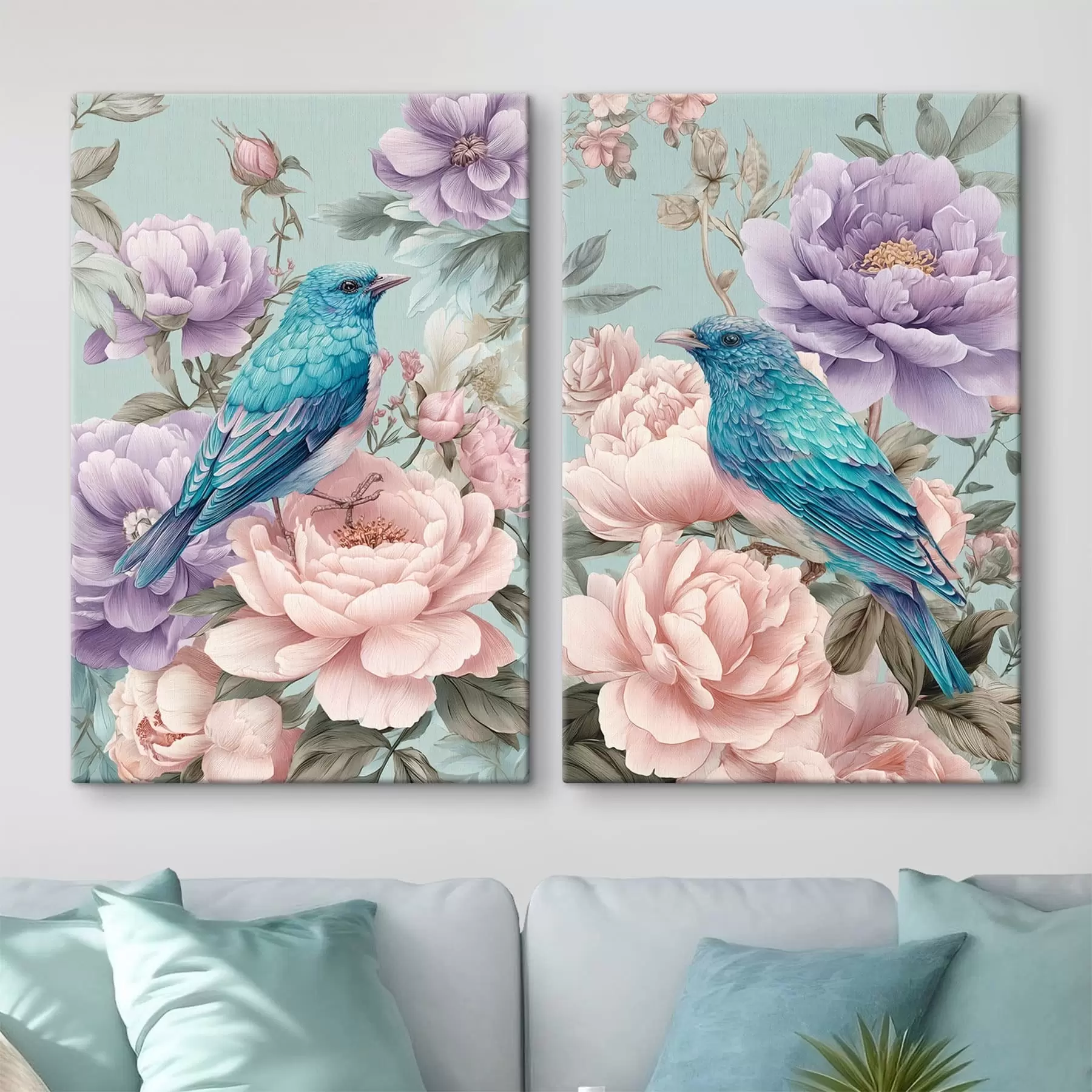 wall murals singing birds in roses m30094