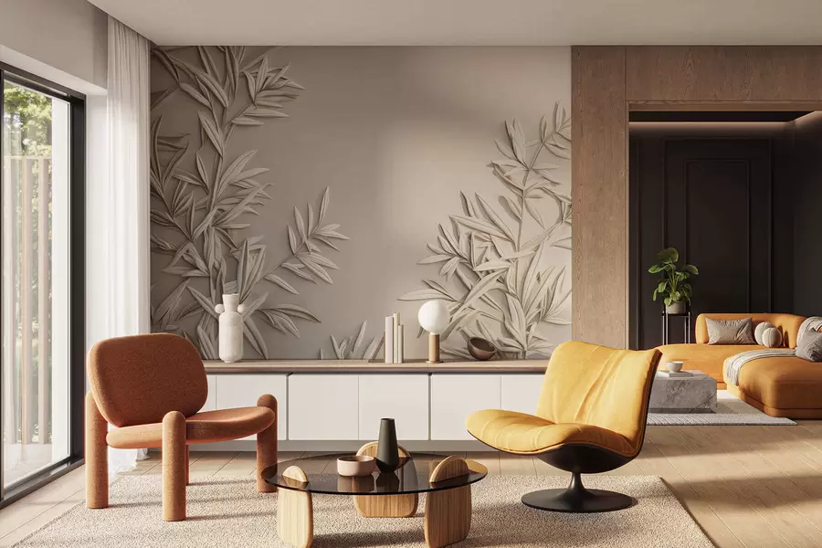 murales Imitación de hojas en bajorrelieve w05244