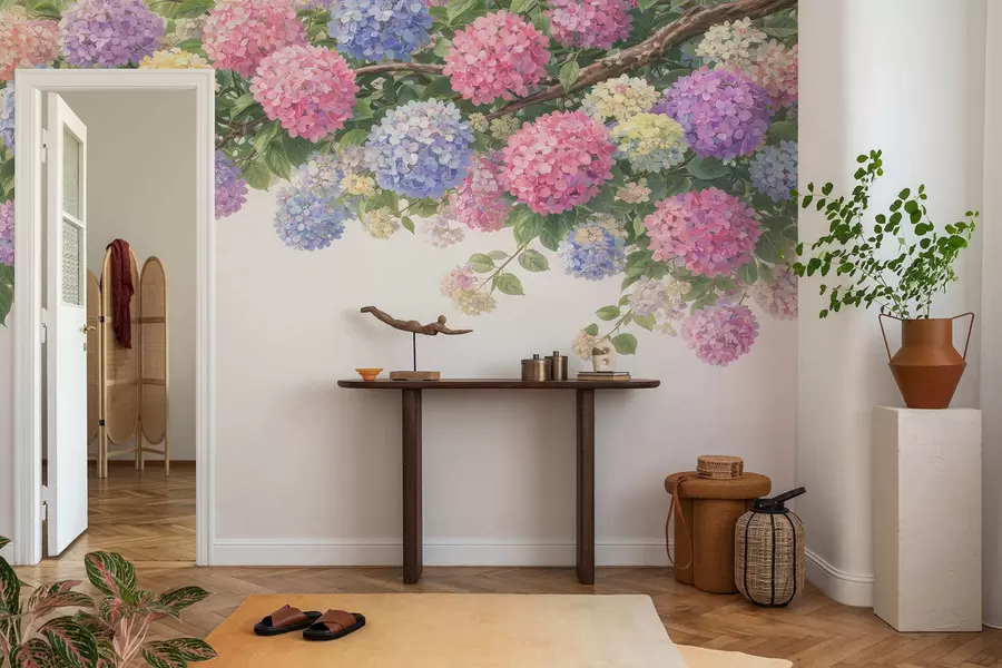 Wall Mural Photo Wallpaper Painted hydrangeas hang down w05250