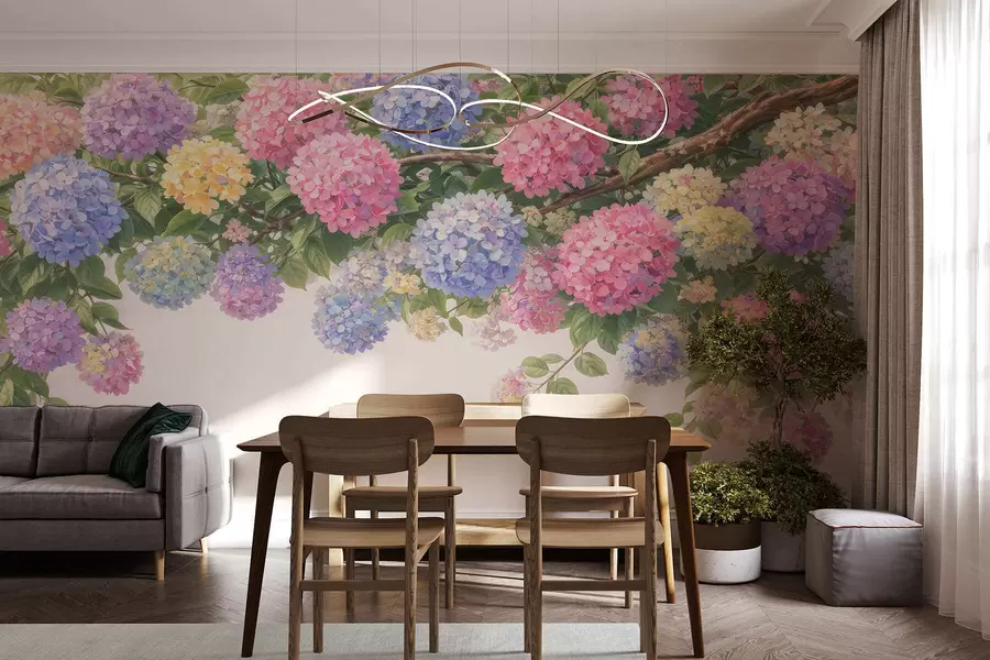 Wall Mural Photo Wallpaper Painted hydrangeas hang down w05250