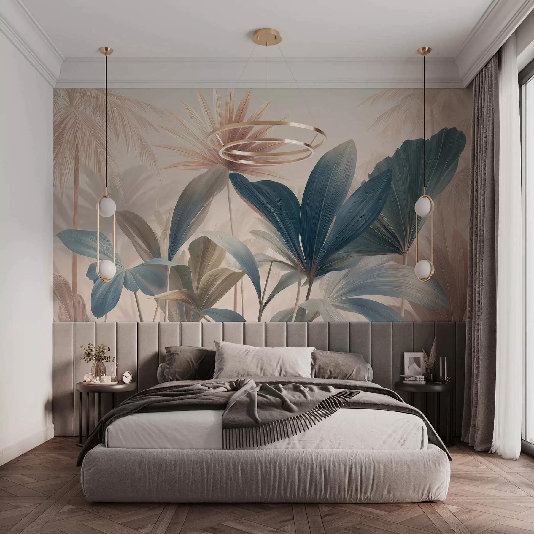 wall murals Intertwining tropical leaves w05251