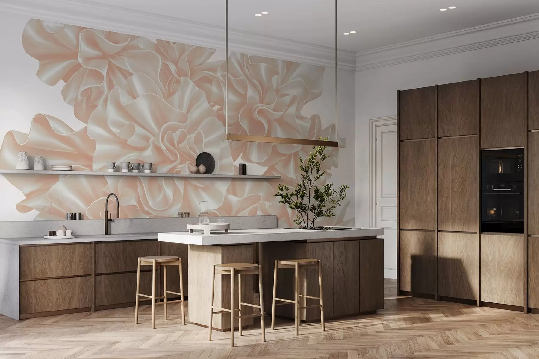 Wall Mural Photo Wallpaper Imitation of flowers from ribbons w05252