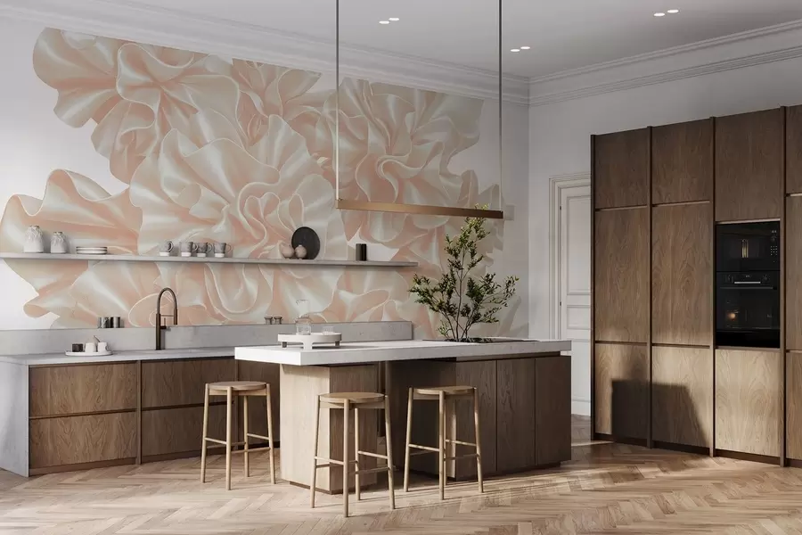 Wall Mural Photo Wallpaper Imitation of flowers from ribbons w05252