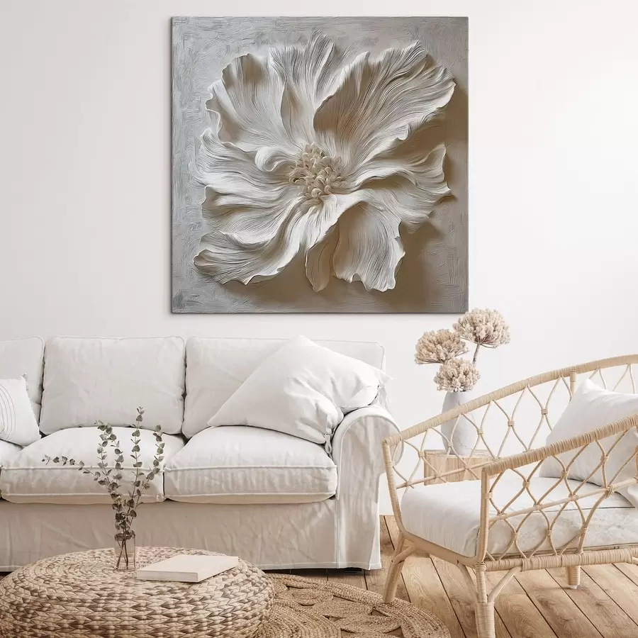 murales Escultura floral en relieve de yeso blanco. s48065