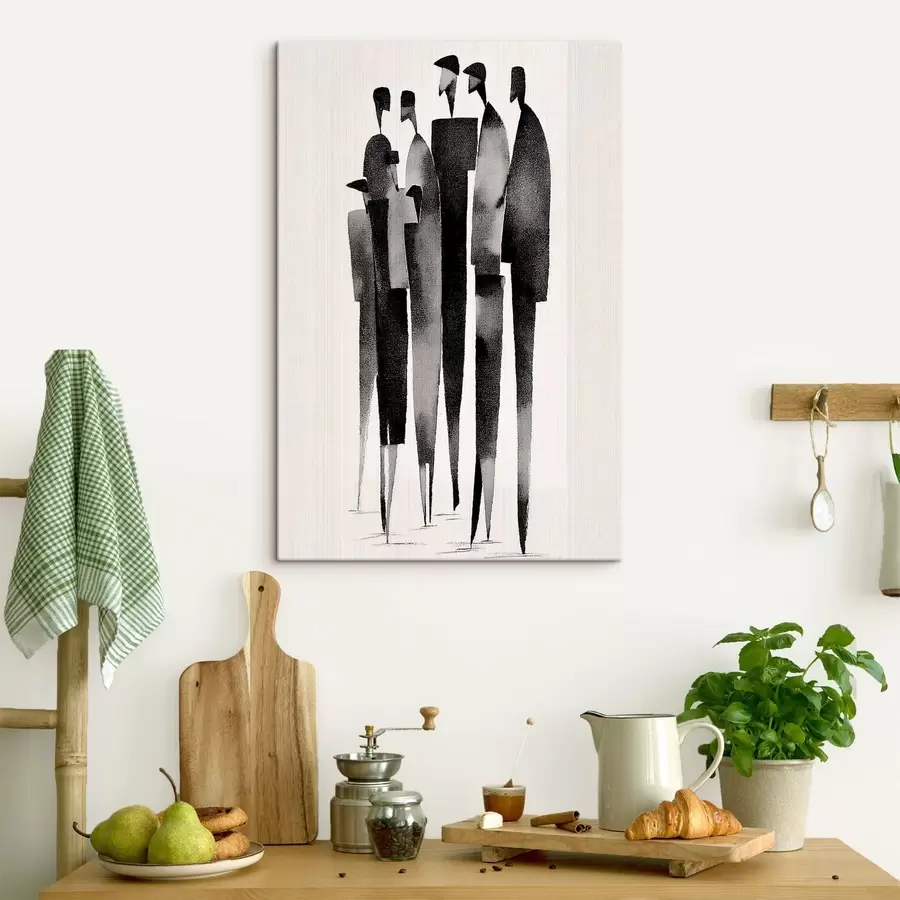 murales Figuras humanas minimalistas y alargadas colocadas en fila. s48068