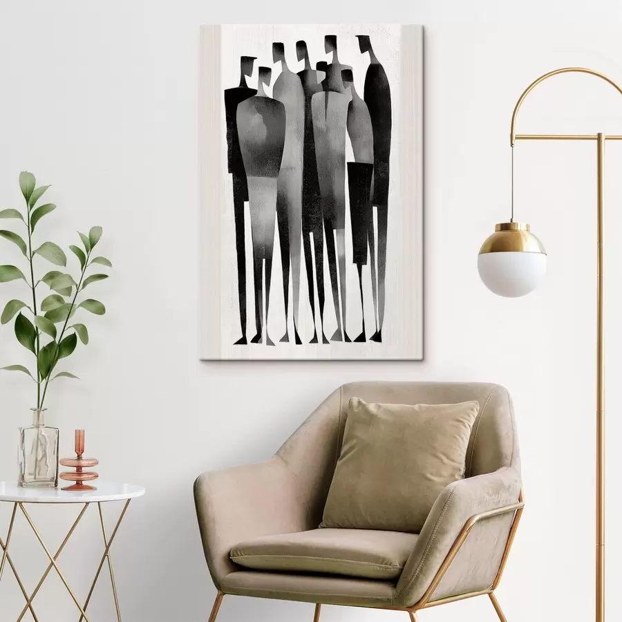 murales Figuras humanas minimalistas y alargadas colocadas en fila. s48069